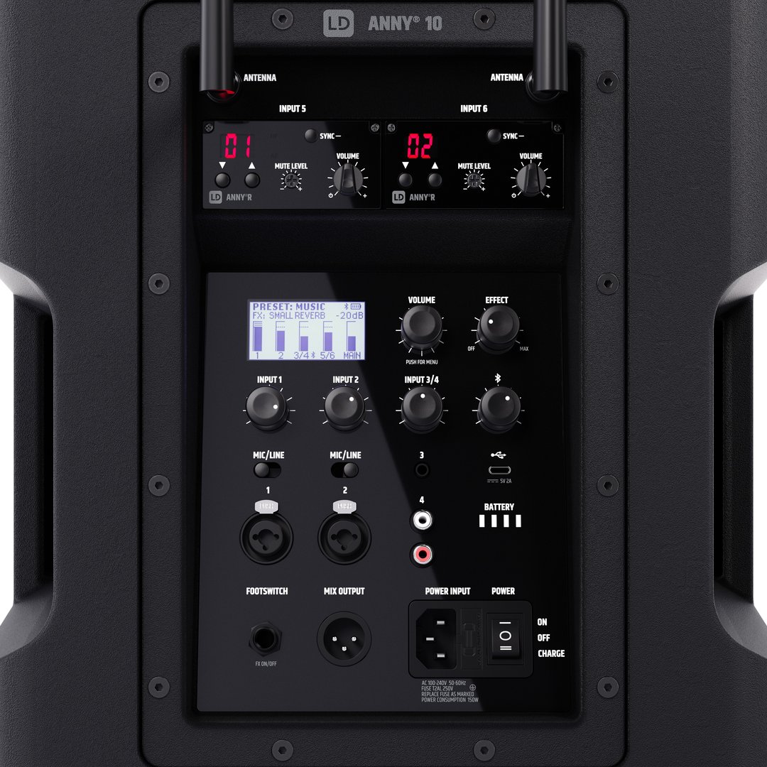 LD Systems ANNY® 10 HBH 2 B5 10" Mobiler Bluetooth® PA-Lautsprecher mit Akku, Mixer, 1x Funkmikrofon