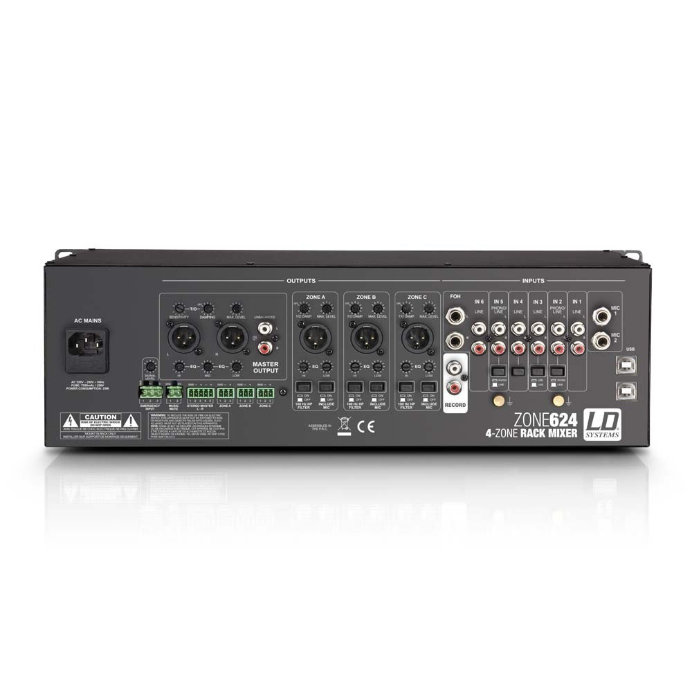 LD Systems ZONE 624 19" 4-Zonen Mixer 3HE