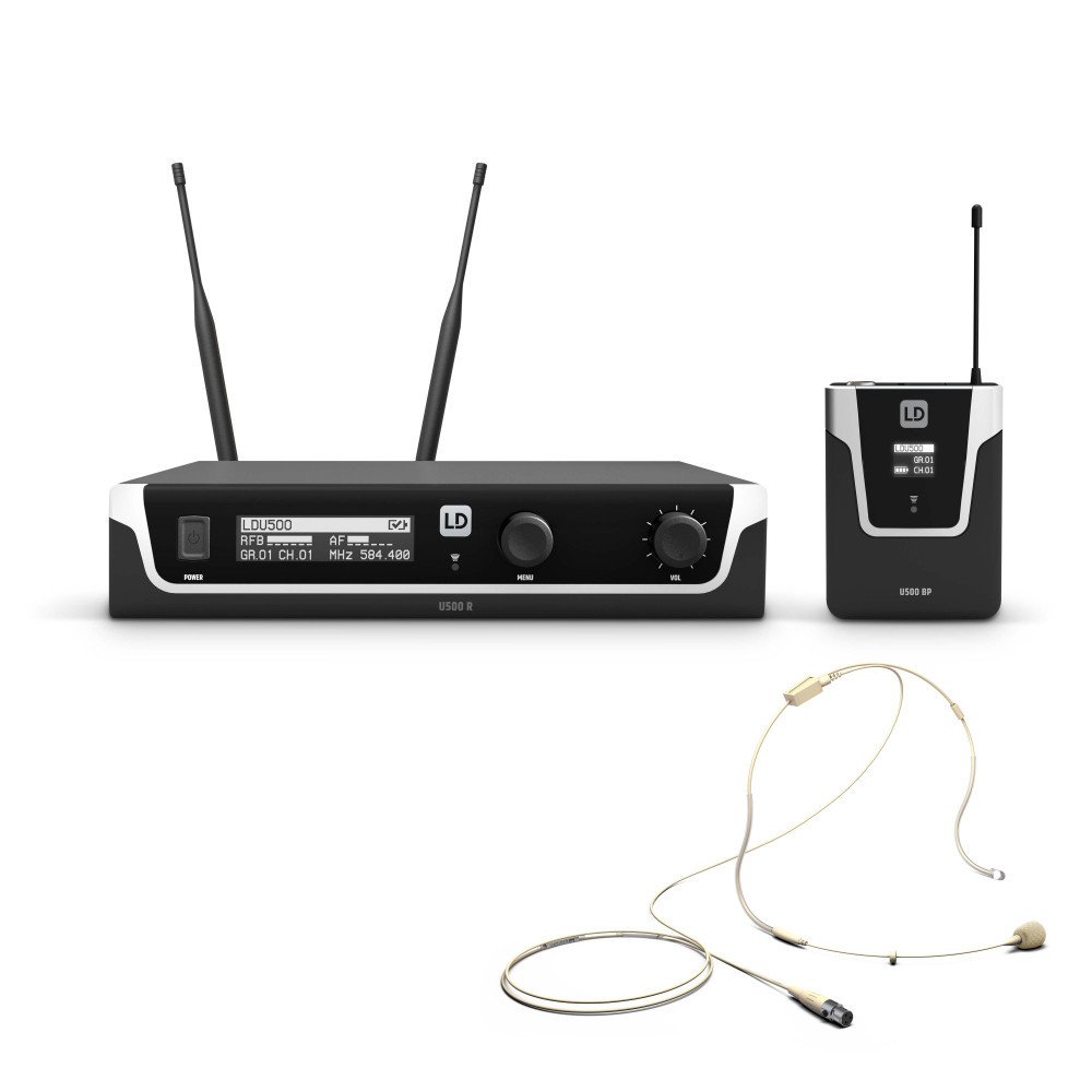 LD Systems U508 BPHH Funkmikrofon System mit Bodypack und Headset beigefarben