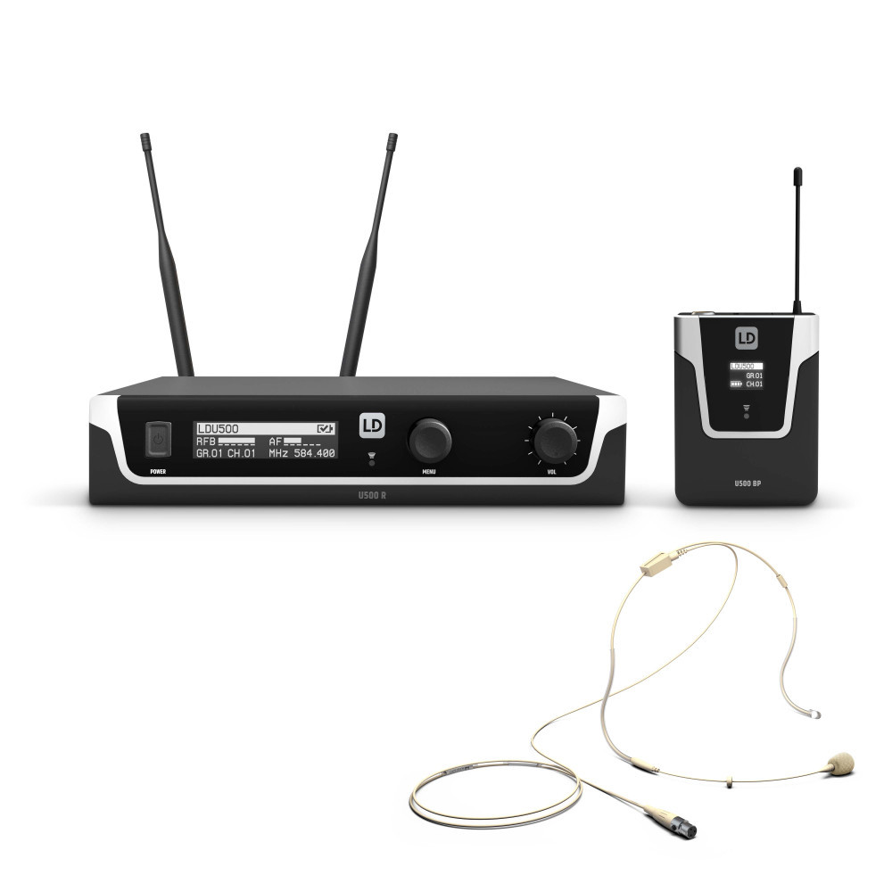 LD Systems U505 BPHH Funkmikrofon System mit Bodypack und Headset beigefarben