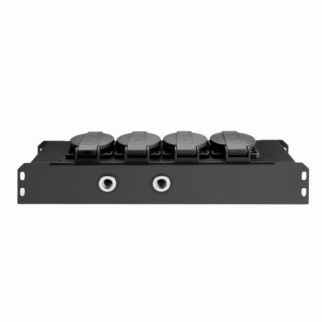 Adam Hall Cables PRO PORT 4 Stromverteiler 4 x IP54 Schuko out & 1 x PowerOut grey & 1 x blue