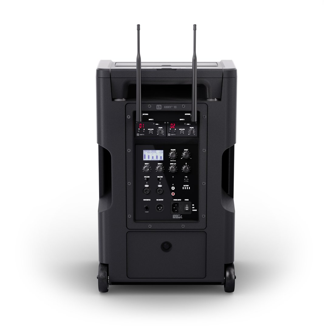 LD Systems ANNY® 10 BPH 2 B5 10" Mobiler Bluetooth PA-Lautsprecher mit Akku, Mixer + 2x Headset-Mikr
