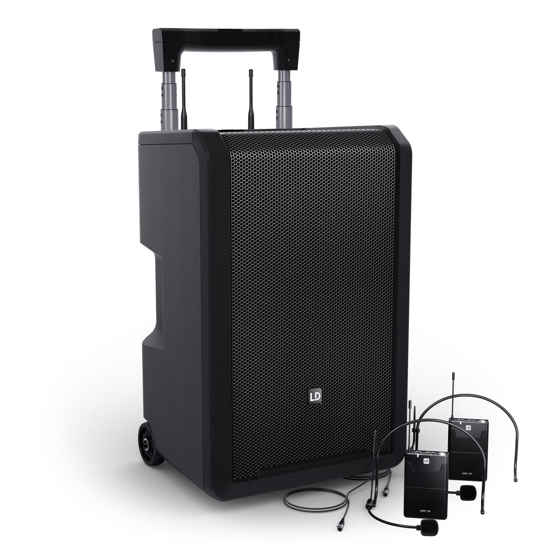LD Systems ANNY® 10 BPH 2 B5 10" Mobiler Bluetooth PA-Lautsprecher mit Akku, Mixer + 2x Headset-Mikr