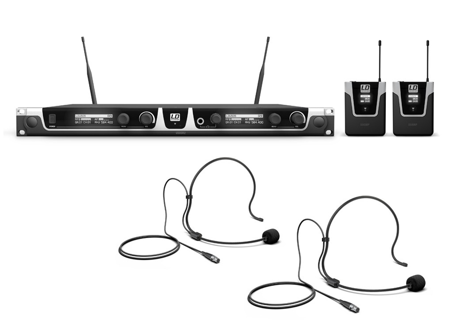 LD Systems U508 BPH 2 Dual - Funkmikrofon System mit 2 x Bodypack + 2 x Headset
