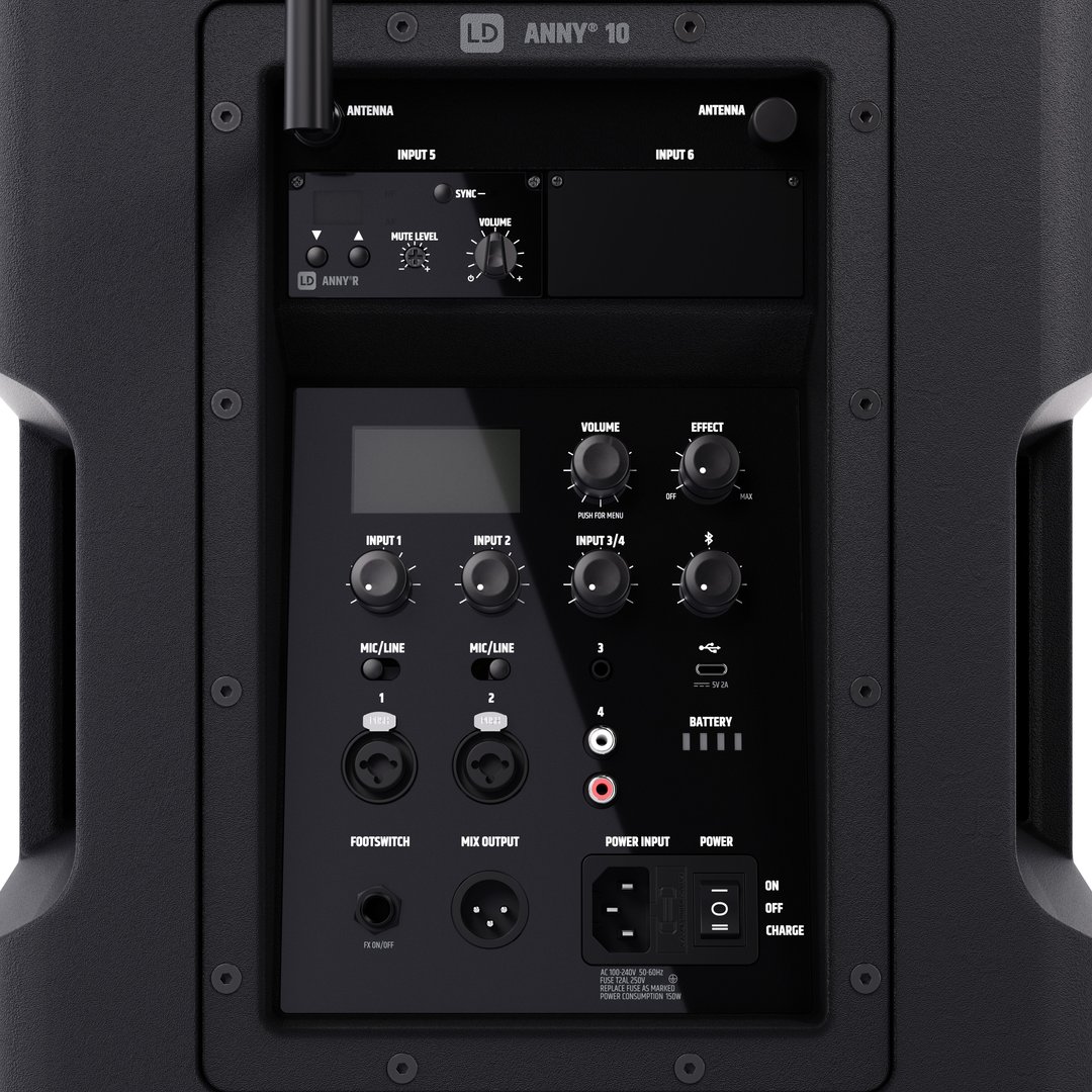 LD Systems ANNY® 10 BPH B5 10" Mobiler Bluetooth PA-Lautsprecher mit Akku, Mixer + 1x Headset-Mikro