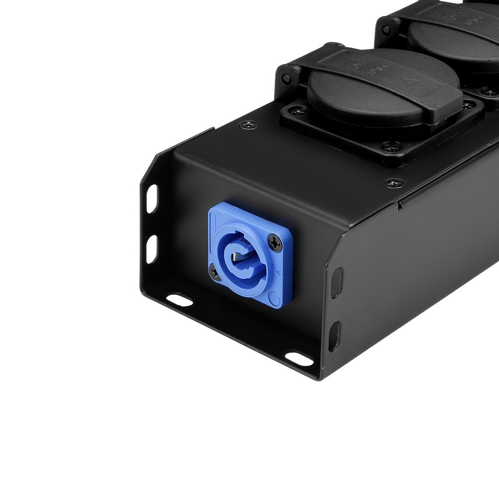Adam Hall Cables PRO PORT 4 Stromverteiler 4 x IP54 Schuko out & 1 x PowerOut grey & 1 x blue