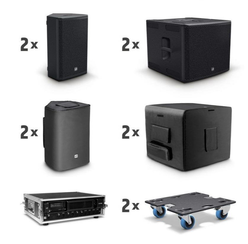 LD Systems STINGER G3 EVENT SET 2 x 10" Passiv-PA-Lautsprecher + 2 x 15" Passiv-Subwoofer + Endstufe