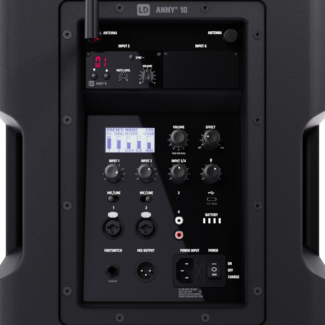 LD Systems ANNY® 10 HHD B5 10" Mobiler Bluetooth® PA-Lautsprecher mit Akku, Mixer und 1x Funkmikrofo