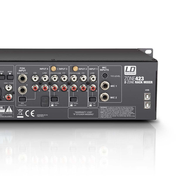 LD Systems ZONE 423 19" 2-Zonen Mixer 2HE
