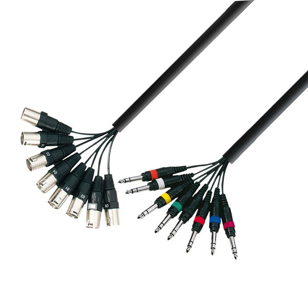 Adam Hall Cables 3 STAR L8 MV 0300 Multicore Kabel 8 x XLR male auf 8 x 6,3 mm Klinke stereo