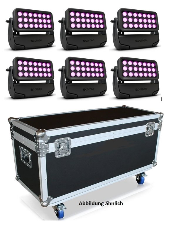 6 Stück Cameo ZENIT W300 Outdoor LED Wash Light mit Case