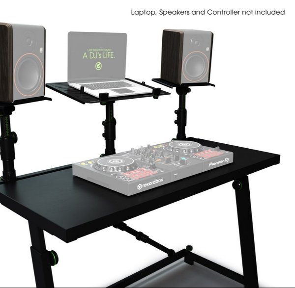 Gravity FDJT 01 DJ-Tisch mit Flexibler Lautsprecher und Laptop Ablage